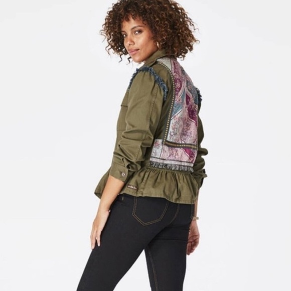 MATILDA JANE Jacket Moments with You Size S Army Green Pockets Patchwork - Picture 3 of 9